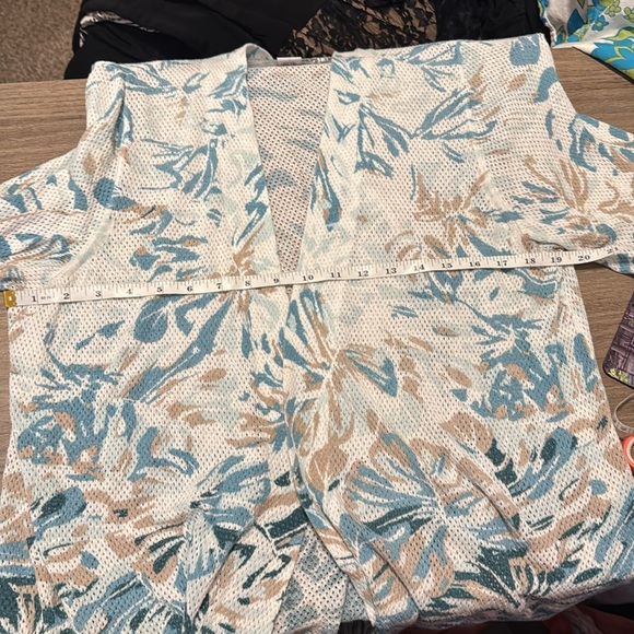 Catherines cardigan plus size 1X Blue and White Knit Cardigan size 16 / 18 light - Picture 7 of 9